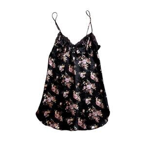 VTG 90s Dominique Simone Women's Black Floral Slip Dress Size Medium